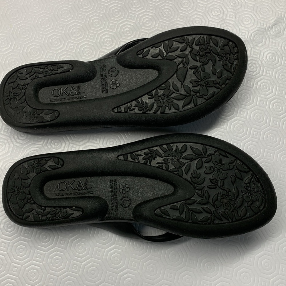 Oka-B Flip Flop Thong Sandals Black Size Large - Picture 5 of 10